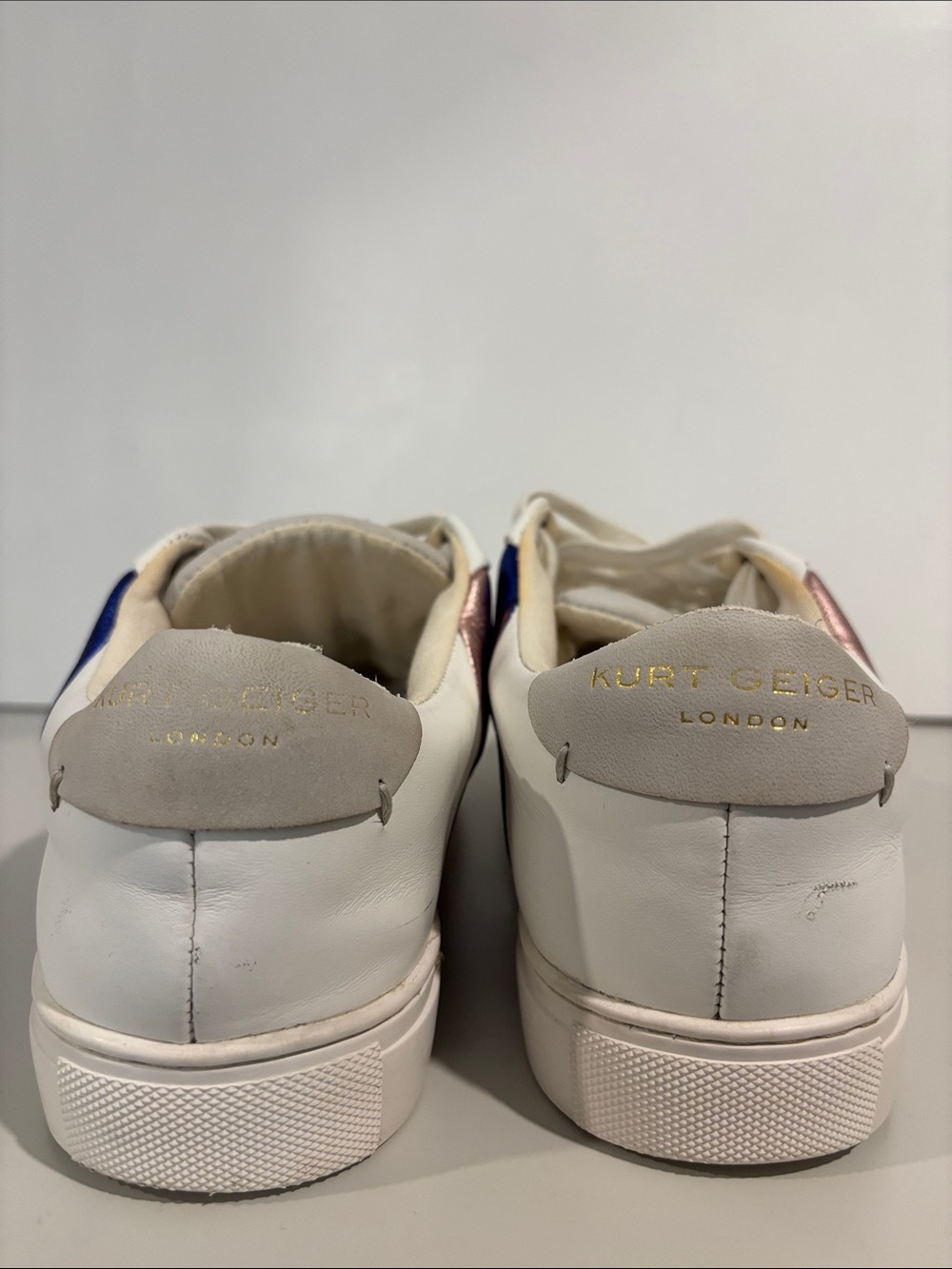 Kurt Geiger Lane Rainbow Leather Sneakers White Metallic Size 6.5/7 - Picture 6 of 14